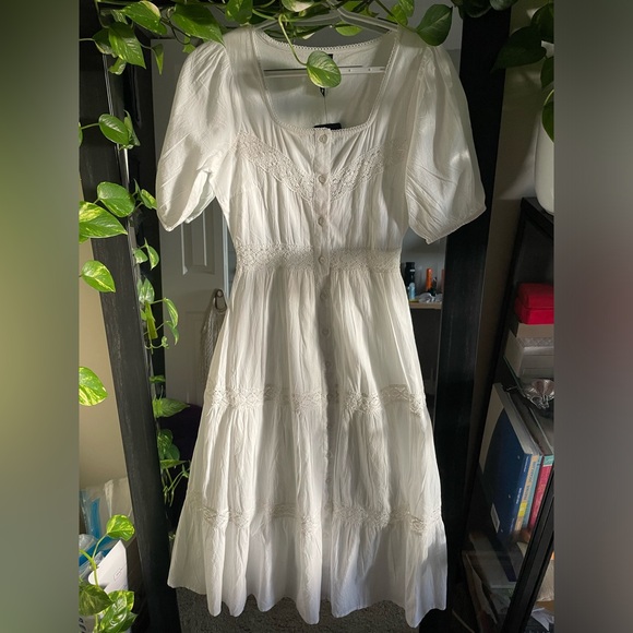 White midi cotton dress - Picture 3 of 7